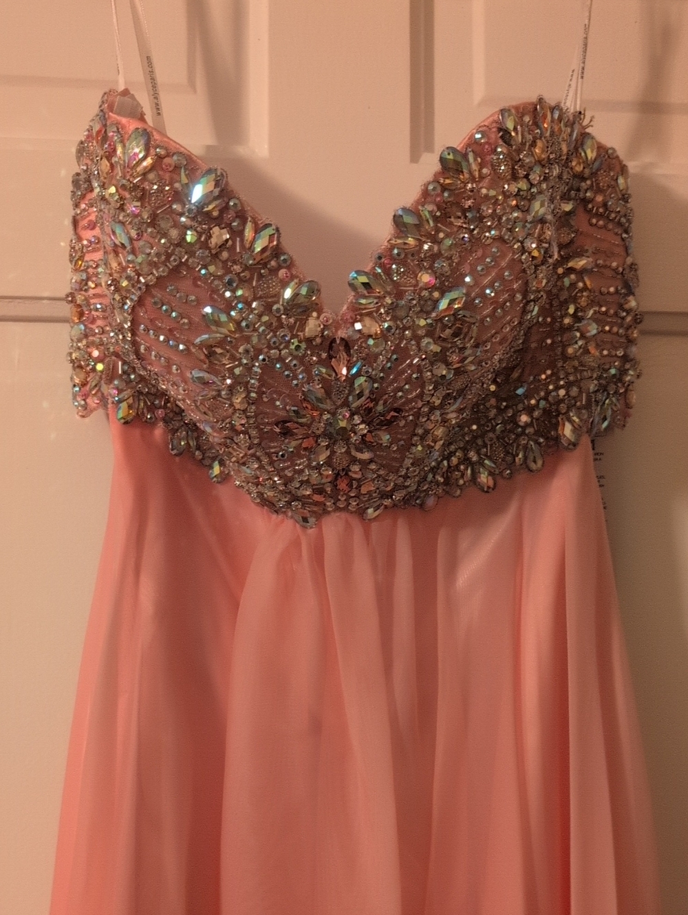 NWT - Alyce Paris - Size 6 - Coral Pink Strapless Beaded Gown